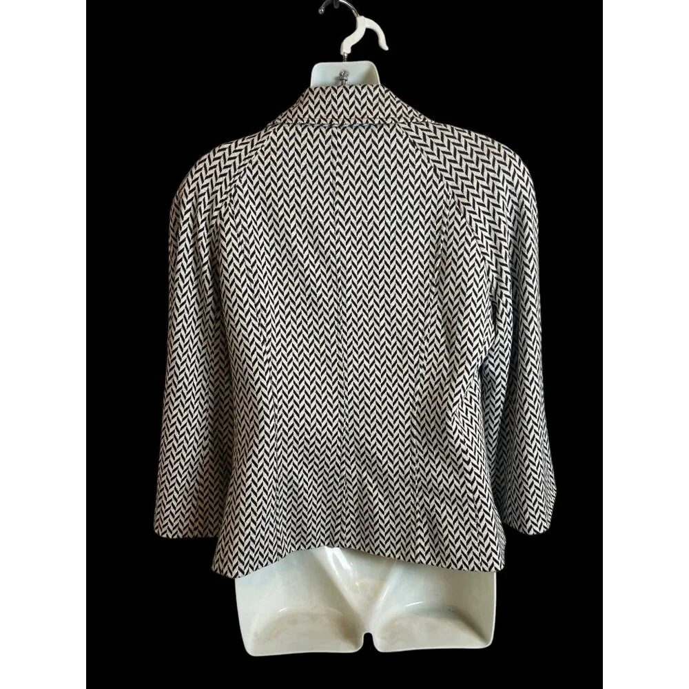 Kate Unger Button Collar Retro Cape Jacket Herringbone Black White Size 10 - Picture 4 of 7